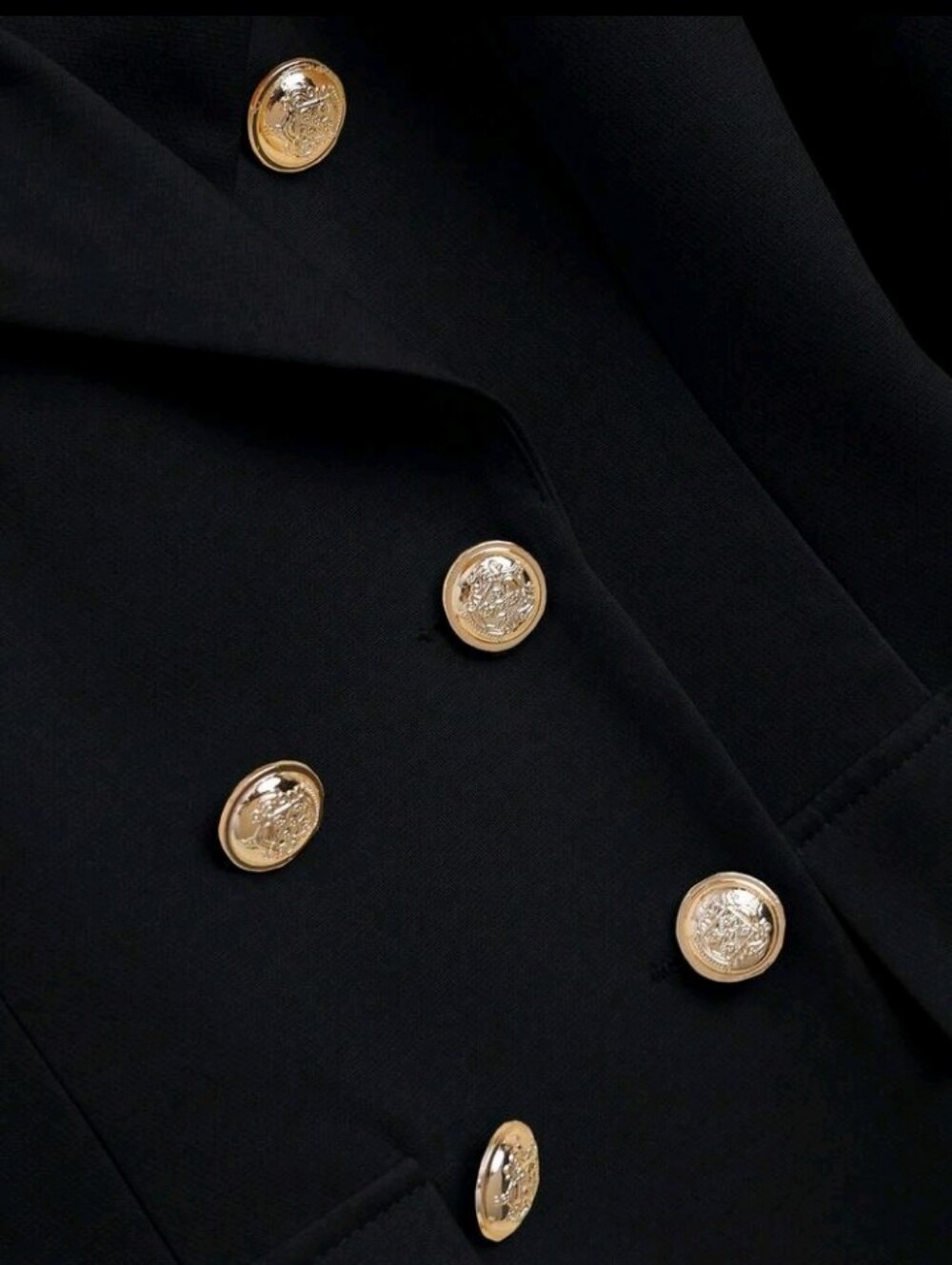 Women's Gold Button Decor Blazer + Pleated Skirt Elegant Casual Commuter - Picture 7 of 7